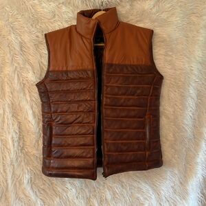 Vintage Men’s quality quilted inside and out leather vest. New without tags